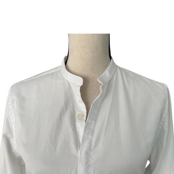 The Kooples Mao Neck White Cotton Button Down Shirt Size S / CLOFA - Picture 3 of 5